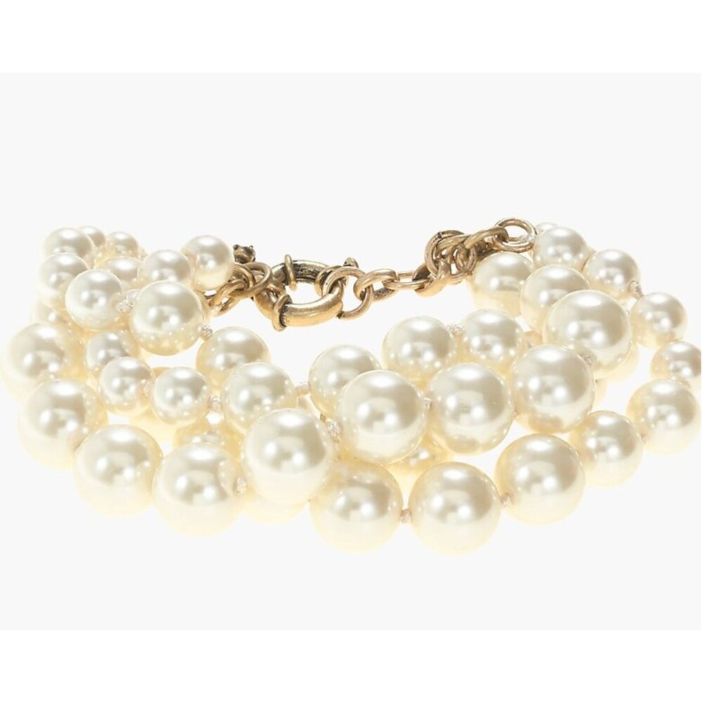 J Crew Twisted Hammock 4 Strand Faux Pearl Bracelet Gold-Tone Clasp